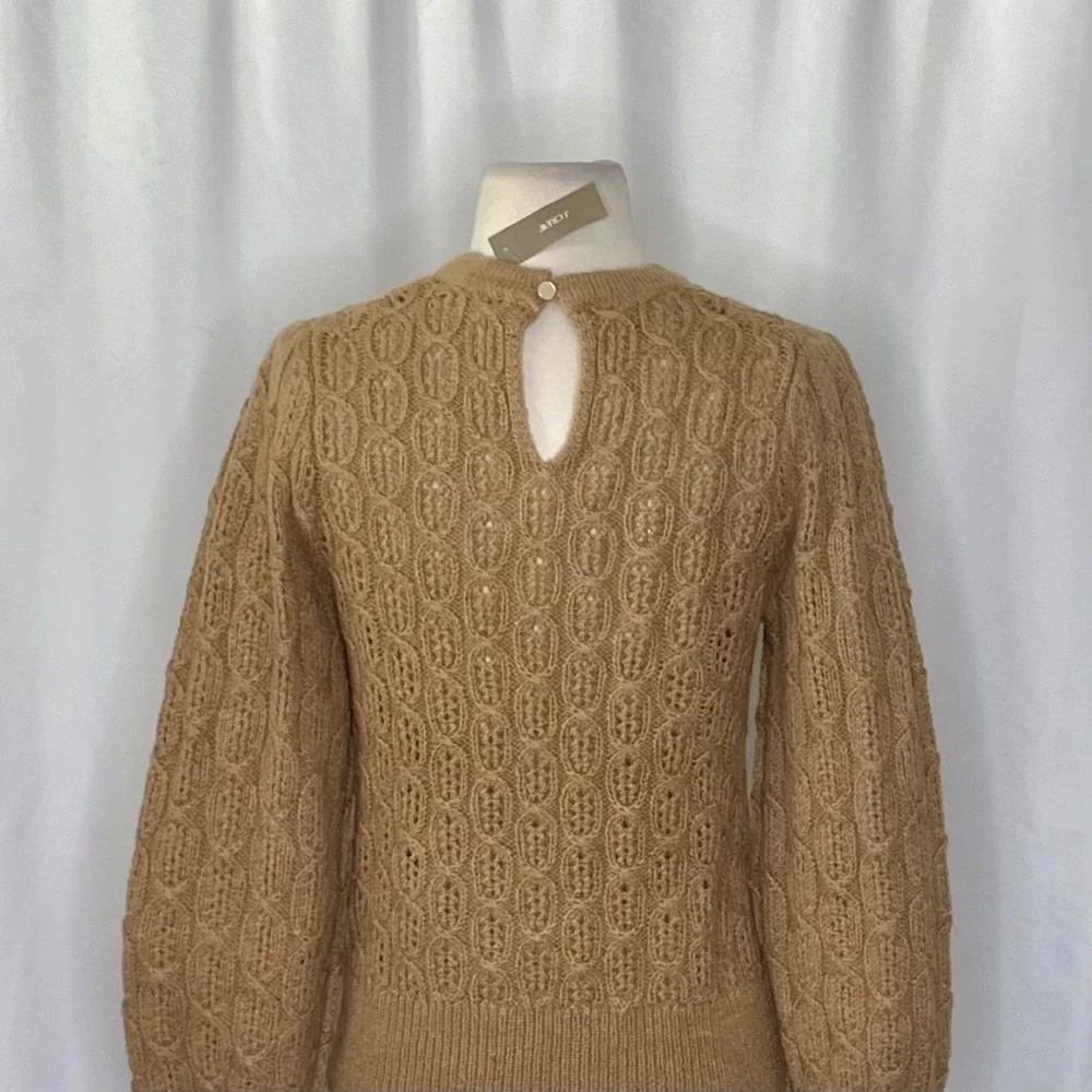 NWT!! J. CREW Balloon Sleeve Cable Knit Sweater Pale Clay Tan‎ Brown X-Small - Picture 10 of 15